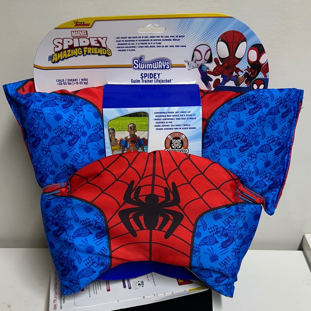 SwimWays Spidey Red & Blue Kids Swim Trainer Lifejacket - Picture 2 of 5